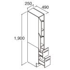 LIXIL / 洗面化粧台EV （MV後継品】トールキャビネット 標準タイプ W250 EBS-255