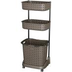 JEJアステージ レクエア ランドリーバスケット3段 幅45×奥行35×高さ109cm [洗濯カゴ 洗濯物 キャスター付き] ダークブラウン [お客様組立品] 爆買