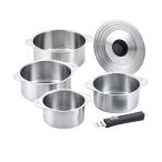 ショッピング日本一 和平フレイズ 燕三(えんぞう)【IH対応】ハンドル着脱式鍋4点セット(14cm・16cm・18cm・20cm) [調理器具 なべ ステンレス] EM-031