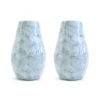 国産 陶器 花瓶 ■ ブルー 8寸 ■ 下太 ■ 2本組 ■ 高さ25cm 花立 ■ 仏壇 お盆 お彼岸 お墓参り 供養