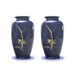 国産 陶器 ■ あやめ 8寸 ■ ルリ ■ 2本組 ■ 高さ23cm ■ 花瓶 ■ 仏壇 お盆 お彼岸 お墓参り 供養