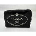 送料無料 PRADA プラダ CANAPA LOGO カナパ ロゴ 化粧ポーチ NERO＋TALCO ブラック 1NA021 美品