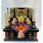 10362 透かし模様付深彫鍬形兜セット 収納セット 差し込式 四角枠 収納彫金風屏風 弓太刀付き 五月人形 兜飾り 端午の節句 初節句 お祝い こどもの日 コンパクト