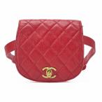 CHANEL Chanel сумка-пояс matelasse Turn блокировка раунд type черная икра s gold красный Gold металлические принадлежности женский сумка 