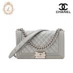 CHANEL シャネル ボーイシャネル マトラッセ チェーンショルダー キャビアスキン シルバー（シルバー金具）レディースバッグ