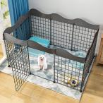 犬用ベビーサークルDIYペットベビーサークル、ドア付き小動物ケージ、屋内/屋外メタルペットフェンス折りたたみ式ペット犬猫子犬ベビーサークル、黒 (Color _ 11