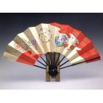 飾り扇子・金モミ地・朱雲花丸