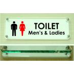人気のトイレのプレート W式横型ガラス色プレート 24x8cm トイレマーク