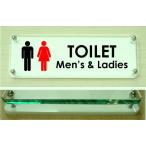 トイレのプレート W式横型ガラス色プレート 24x8cm トイレマーク