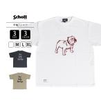 Schott ショット メンズ トップス 綿100％ 半袖 Tシャツ PIGMENT T-SHIRT FLOCKY BULLDOG ピグメント加工 フロッキー ブルドッグ 7825134034