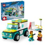 Lego (LEGO) City машина скорой помощи . snow окантовка игрушка игрушка подарок блок мужчина девочка ребенок 4 лет 5 лет 6 лет машина скорой помощи скейтборд скейтборд .