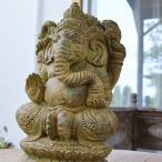 アジアン バリ 雑貨 ♪ガネーシャ像 背面バロン彫刻(Mサイズ35cm)♪ インテリア おしゃれ エスニック 置き物 オブジェ