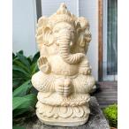 ショッピングバリ 置き物 オブジェ 縁起物 ♪【２月上旬入荷商品】ガネーシャ像　背面バロン彫刻　アンティークホワイト（Mサイズ　３５cm）♪ アジアン