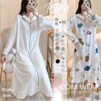 パジャマワンピース レディース ネグリジェルームウェア 春秋 ワンピースタイプ 長袖 女性 可愛い 韓国風 寝間着 部屋着 ゆったり 大きいサイズ おしゃれ