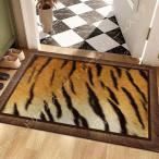 ヒョウ柄 デザイン玄関マット ラグ カー