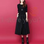 ロングワンピース レディース 40代 ワンピース きれいめ ドッキングワンピース ニット 長袖 フォーマル 結婚式 二次会 卒業式 入学式 母親 通勤 OL マキシワンピ