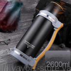 2.6L термос большая вместимость кружка бутылка нержавеющая сталь сталь путешествие для одним движением уличный ручка есть cup мужчина термос наружный спорт 2600ml черный серебряный 