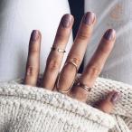 Yahoo! Yahoo!ショッピング(ヤフー ショッピング)指輪 リング レディース アクセサリー 4個セット ゴールドカラー デザインリング ファランジリング 楕円 シンプル ジュエリー おしゃれ 女性用 婦
