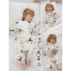 ショッピングジャンプスーツ ジャンプスーツ ベビー服 カバーオール オーバーオール オールインワン 長袖 ロング丈 ファスナー付き 4重　2重ガーゼ ガーゼコットン