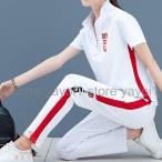 ゴルフウェア レディース ゴルフ セットアップ 2点セット 上下セット ジャージ ジップアップ ロゴ 半袖 トップス ボトムス 夏 かわいい ゴルフ女子 テニス テ…