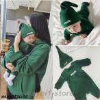 親子ペアルック ベビー 秋服 長袖 パーカー トップス レディース メンズ キッズ お揃い カップル 子供服 ベビー服 ロンパース カバーオール 刺繍 親子コーデ