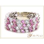 ピンクサファイヤ0.98ct・ダイヤモンド0.80ct・駒の連続がしなやかに指になじむK18WGリング 指輪 チェーン・テニスブレスタイプ 人気です 1点もの/送料無料