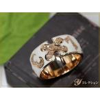 エナメルナンバー 白（黒）エナメルに弾むナンバー（数字）・中央でクロスするおしゃれデザイン K18PGリング 指輪（各地金素材対応可）受注品