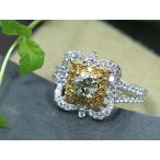 イエローグリーンダイヤモンド 0.501ct 魅力的なカラーダイヤ PT900/K18リング FANCY GRAY YELLOWISH GREEN I1 【当店オリジナル】 1点もの