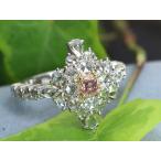 ピンクダイヤモンド 大粒0.214ct 人気のローズカットダイヤモンド1.78ct取り巻き 華やか豪華PT/K18PG リング 指輪 1点もの