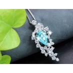 パライバトルマリン1.19ct 大粒の貫禄 ネオン光彩と高い透明度 縦ラインのきらめき0.92ctダイヤモンド PTペンダントネックレス 1点もの