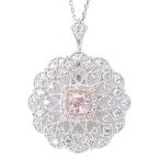 ピンクダイヤモンド 0.526カラット LIGHT PINK I1 ダイヤモンド 0.60カラット PT950・K18/PT850 プラチナ/ゴールド ペンダントネックレス  1点もの