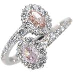 ピンクダイヤモンド 0.358ct FANCY LIGHT　BROWNISH　PINK I2 ＆ ピンクダイヤモンド 0.236ct FANCY ORANGY PINK SI2 PT950リング・指輪 Wピンク 1点もの