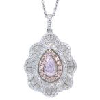 パープルダイヤモンド 0.53ct FANCY PINK-PURPLE  ダイヤモンド 0.50ct PT900・K18PG/PT850 プラチナ/ピンクゴールド ペンダントネックレス 貫録の大粒 1点もの