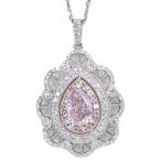 �s���N�_�C�������h 0.90ct FANCY PURPLISH PINK �_�C�������h 0.51ct PT900/PT850 �v���`�i �y���_���g�l�b�N���X ��Ղ̑嗱 1�_����