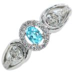 パライバトルマリン 0.14カラット ダイヤモンド 0.20カラット PT950 プラチナ950 リング・指輪 濃厚ネオンブルー ダイヤ取り巻き 1点もの