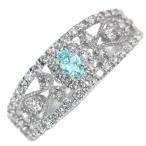 パライバトルマリン 0.07カラット ダイヤモンド 0.43カラット PT900 プラチナ900 リング・指輪 幅広 透明度高 1点もの