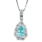 パライバトルマリン 0.36カラット ダイヤモンド 0.58カラット PT900/PT850 プラチナ ペンダントネックレス 上質で濃厚 美しいネオン光彩 1点もの