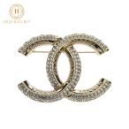 【新品同様】CHANEL シャネル ココマーク ラインストーン ピンブローチ A22C GP シャンパンゴールド コサージュ アクセサリー レディース
