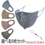 ショッピング血色マスク マスク チェック柄 洗える マスク 5枚セット 秋 から 冬 血色マスク 小顔マスク オシャレ
