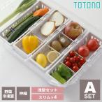 リッチェル 冷蔵庫収納ボックス トトノ（totono） 野菜・冷凍室用 伸縮ストッカー 浅型タイプ 4点セット A/スリム×4 ホワイト ｜ 収納