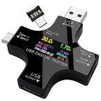  напряжение электрический ток контрольно-измерительный прибор USB Type-C тестер электрический ток / напряжение / сопротивление / температура / электризация час отображать QuickCharge QC3.0/QC2.0/USB C/Android/iPhone/iPad соответствует цифровой цвет 