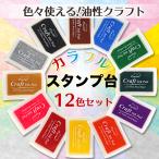 スタンプ台 油性 カラー 名前 布用 12色 セット 朱肉 カラフル インクパッド インク 年賀状 消しゴムはんこ 工作