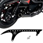 オートバイ リアプーリーガード黒ドライブプーリーハーレースポーツスター XL 883 1200 48 72 SuperLow Nightster 2004- 2018 モデル