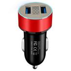 【並行輸入品】USB 2ポート カーチャージャー 《レッド》 シガーソケット スマホ 合計3.1A 急速充電 電圧計 車載 12V 24V(定形外郵便、送料別商品)