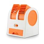 小型 ダブルクーラーファン《オレンジ》 冷却ファン USB式 卓上クーラー 給電式 携帯 扇風機 冷風機 (送料別商品)