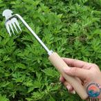 草取り器 草取り道具 除草ツール ガーデンレーキ 4 歯 4 本爪 熊手 草刈り 多用途 軽量 ステンレスレーキ 草削り 雑草取り 雑草抜き 雑草対策 ガーデニング 除草