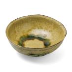 黄瀬戸葉文鉢16cm・有松進《中鉢・16