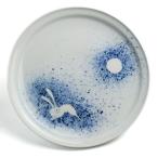 染付吹墨月に兎7.5寸皿・阪東晃司《