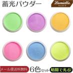 夜光 蓄光 パウダー レジン用 ネイルアート用品 6色 粉末 材料 素材 着色料