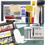 KAMONレザー レザークラフト キット 工具セット 革付き トコ仕上剤 コインケース制作